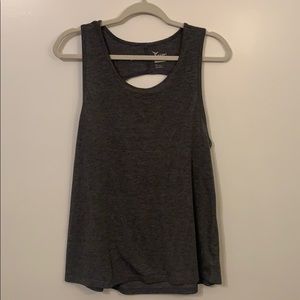 Twist Open Back Grey Tank Top